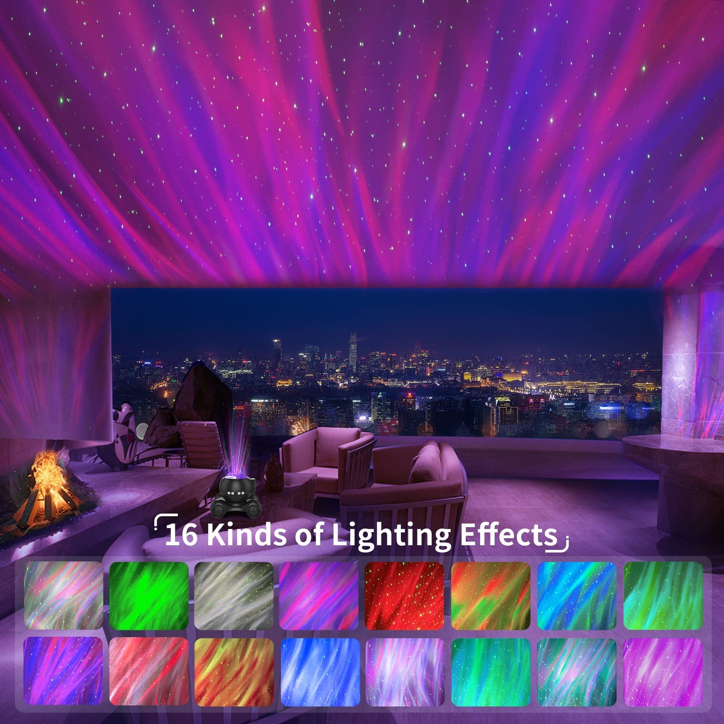 ENOKIK Northern Light Projector, Aurora Star Projector Built-in Bluetooth Speaker, White Noise Machine for Kids Adults, Galaxy Light for Bedroom/Ceiling/Party/Gift (Black)