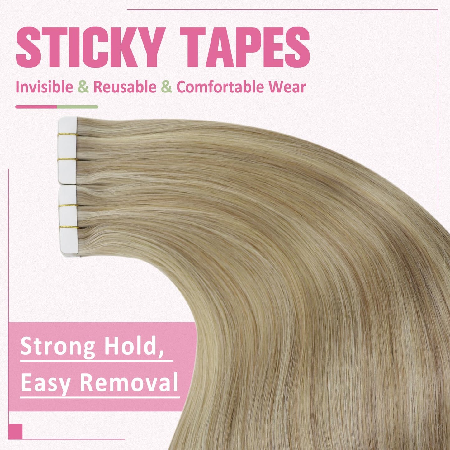 YoungSee Tape in Extensions Human Hair Highlight Blonde Invisible Tape in Hair Extensions Human Hair Blonde Highlight Hair Exten