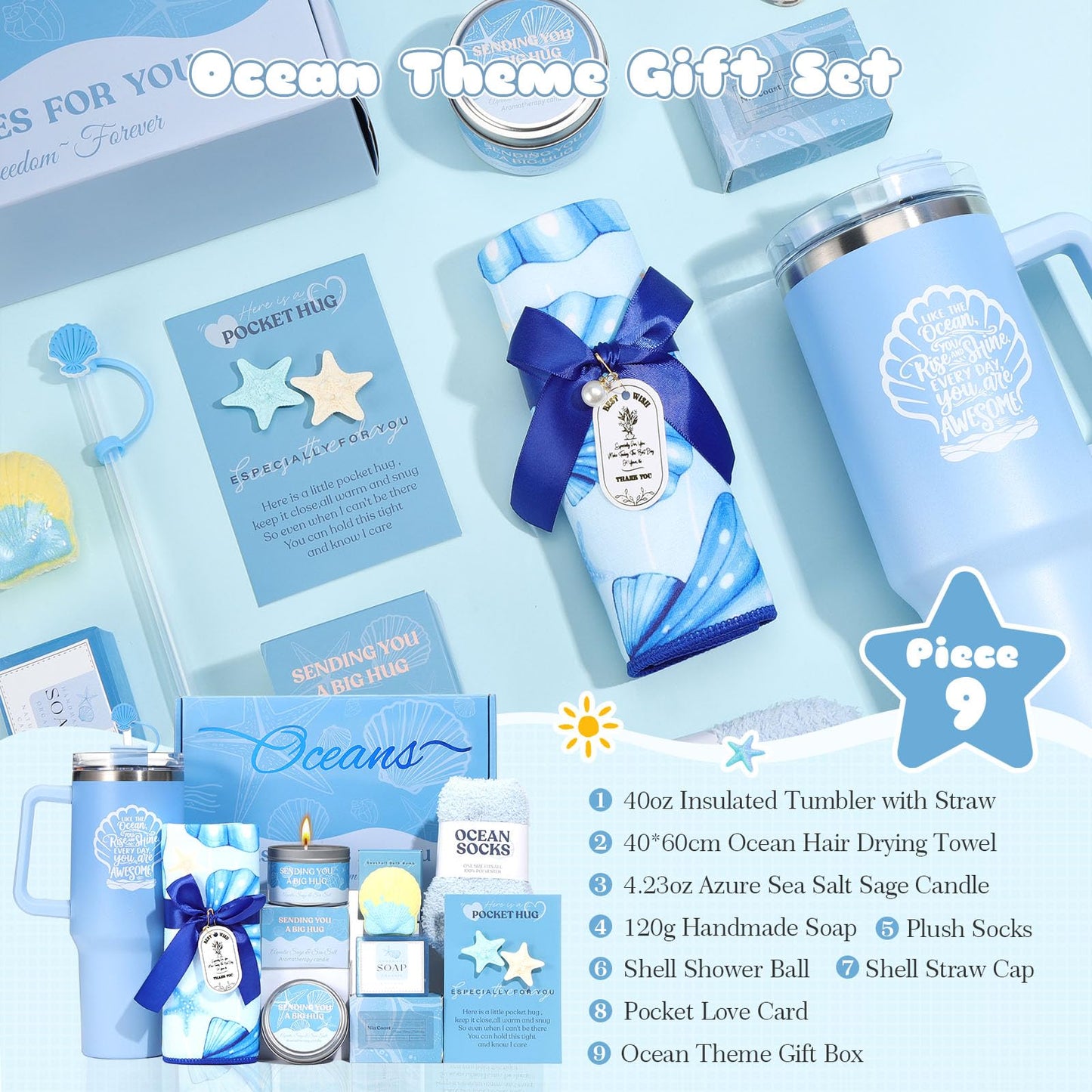 Birthday Gifts for Women Self Care Gifts for Women Spa Gifts Set Get Well Soon Gifts Baskets Care Package Blue Gifts Box Christmas Gifts for Mom Her Bestie Sister Best Friend Wife Girlfriend Coworker