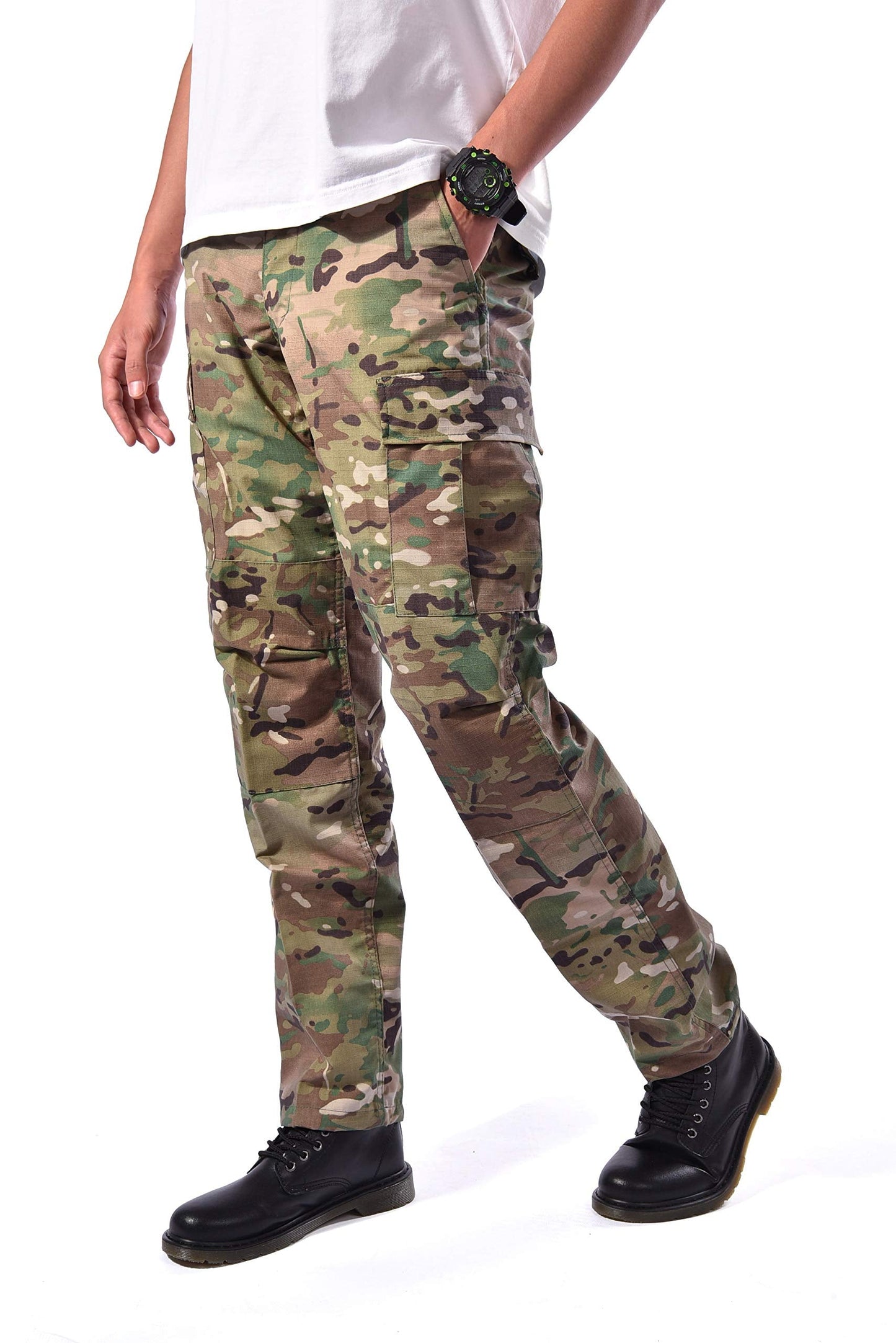 BACKBONE Mens Fashion Bright Camouflage Cargo Pants Military Combat Style BDU Pants (Size L, CP Camo - Ripstop)