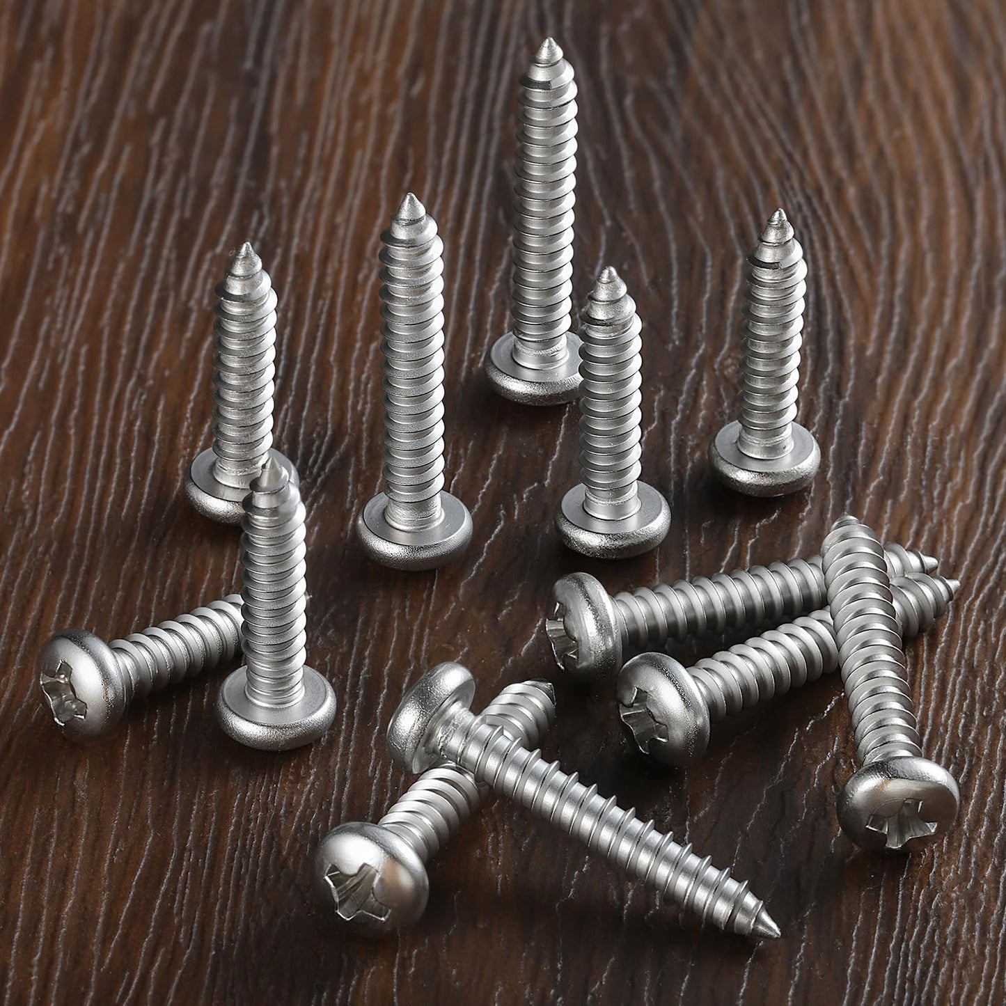 BNUOK 247Pcs Pan Head Wood Screws Assortment Kit, #6#8 Stainless Steel 304 Self Tapping Screws Set, Phillips Drive, Sheet Metal Screws