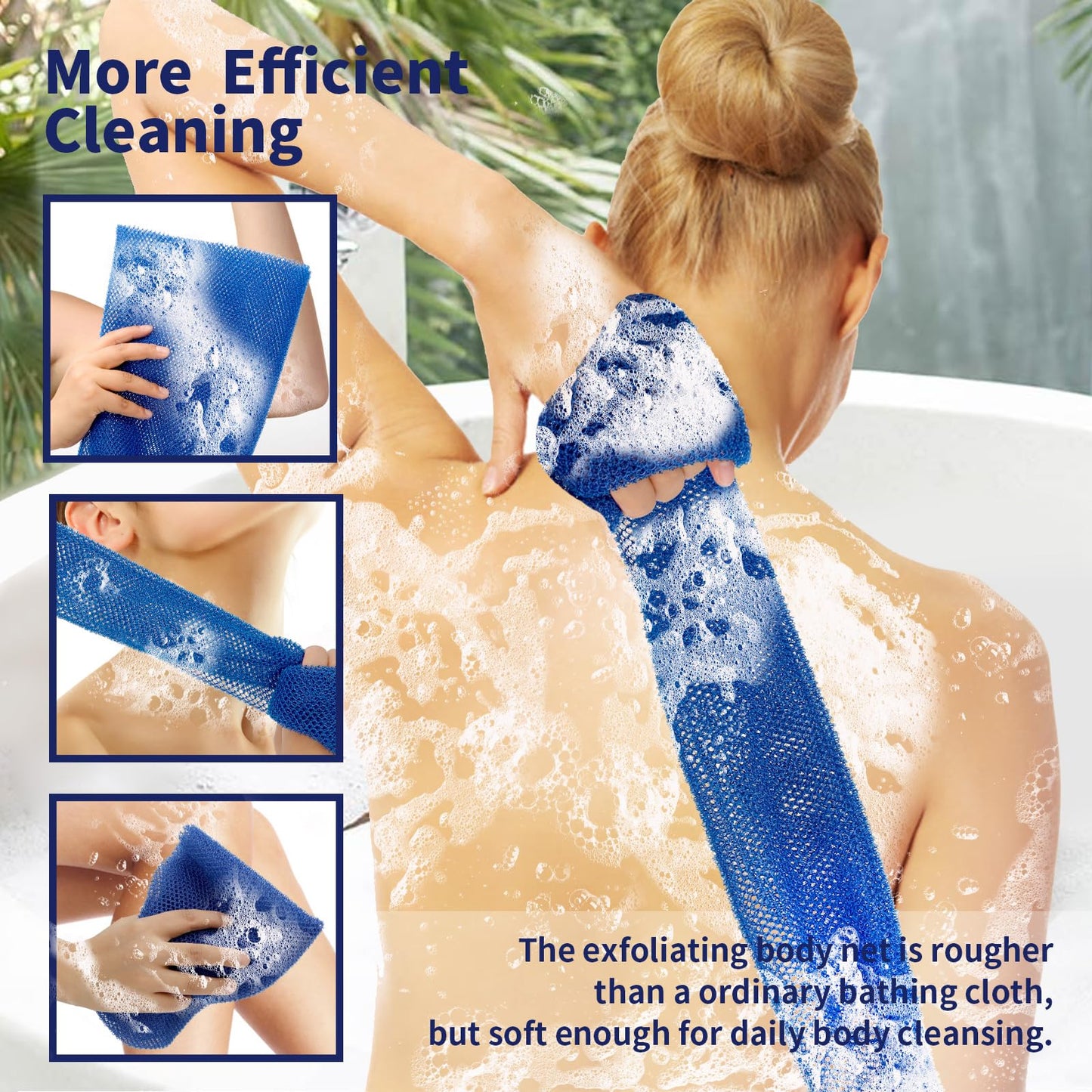 FARMOGA African Exfoliating Net African Bath Sponge African Net Long Net Bath Sponge African Wash Net Shower Body Scrubber Back