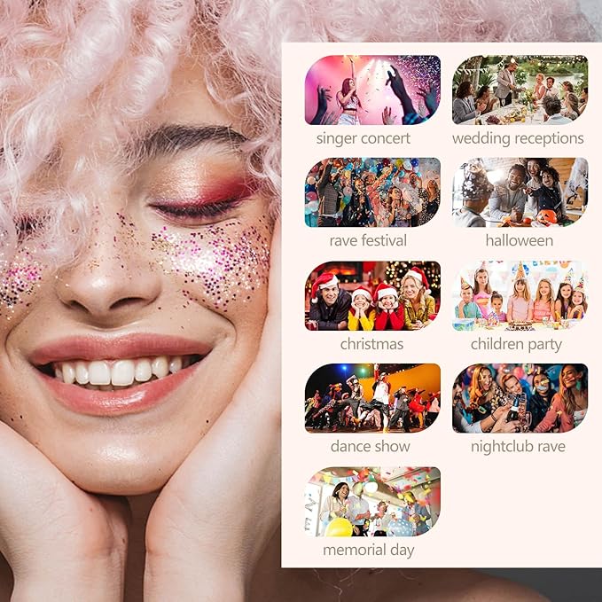 6PCS Gold Face Body Glitter Gel,Holographic Chunky Sequins Body Glitter Paint for Party Singer Concerts Music Festival Rave Accessories for Girls Women Face Body DIY Sparkling Makeup