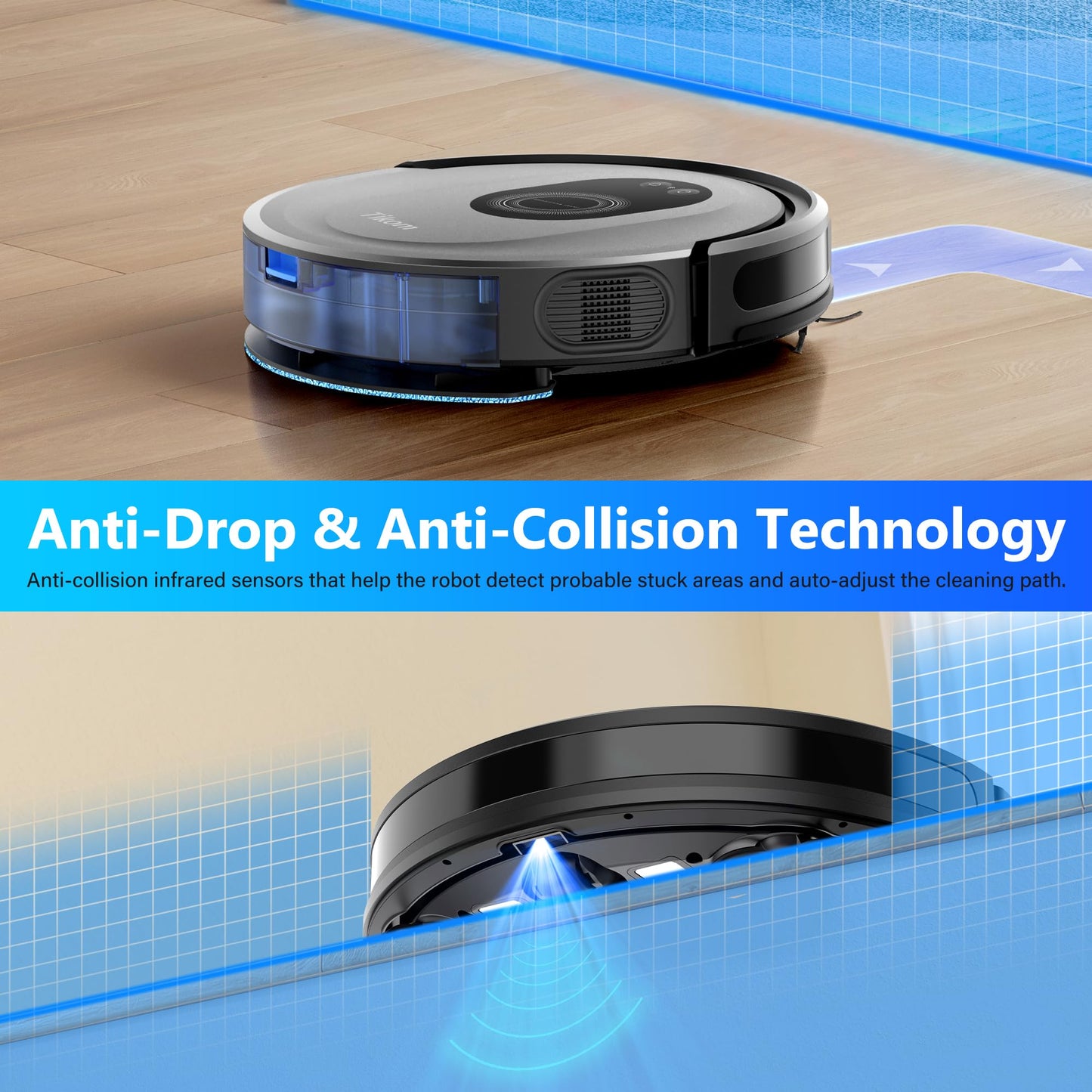 Tikom G8000 Max Robot Vacuum and Mop Combo, 5000Pa Suction, 150 Min Run Time, Black, App & Remote Control, Ideal for Hard Floors & Carpets
