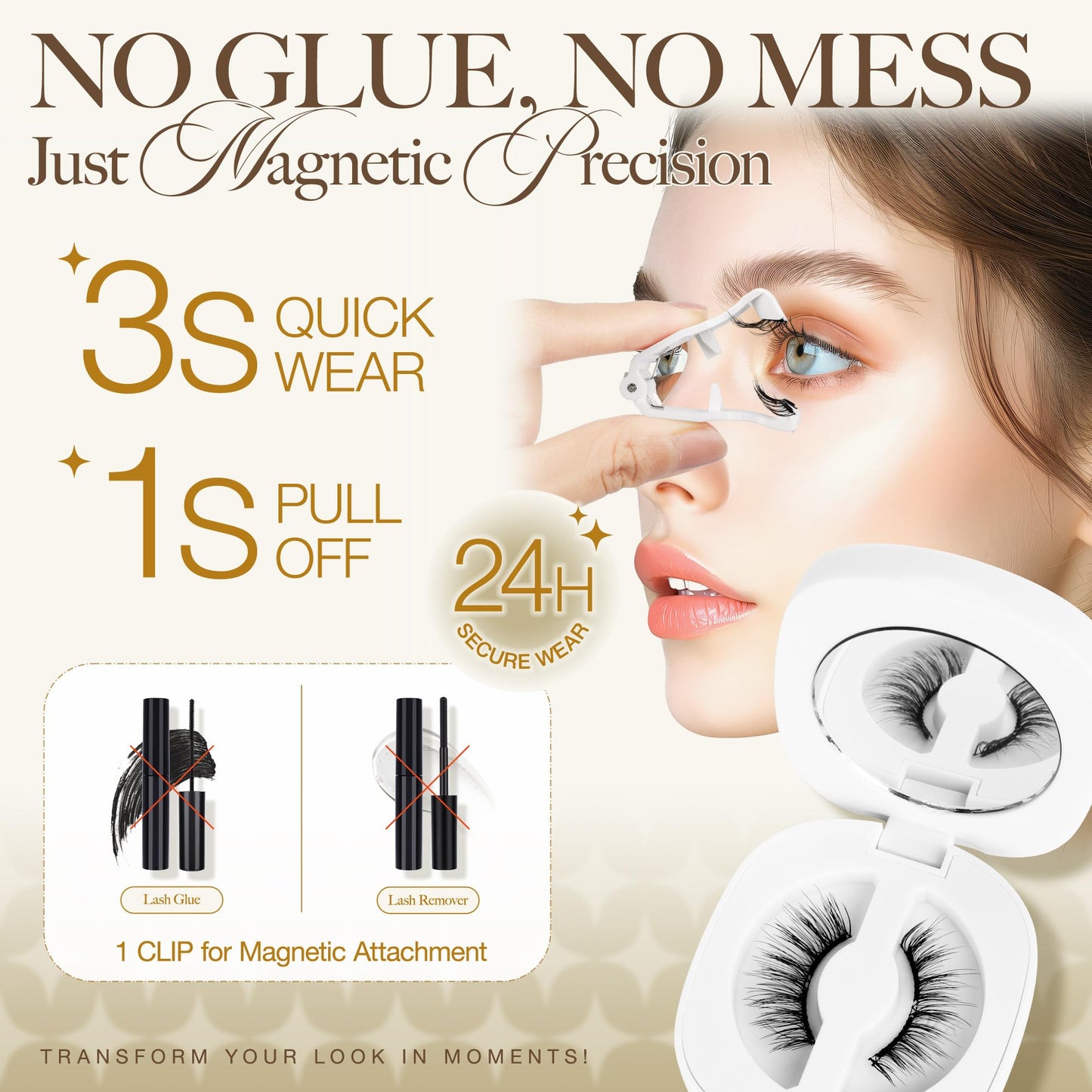 LASHVIEW Magnetic Eyelashes Natural Look, Reusable Manga Magnetic Lashes Kit with Applicator RCM01-NEW