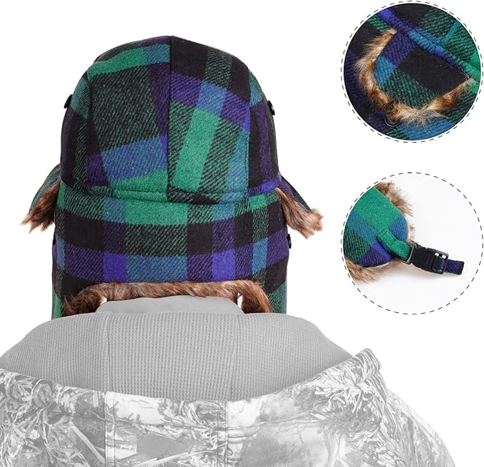 ONWAY Trapper Hat Winter Hats for Women Men with Faux Fur Ear Flaps
