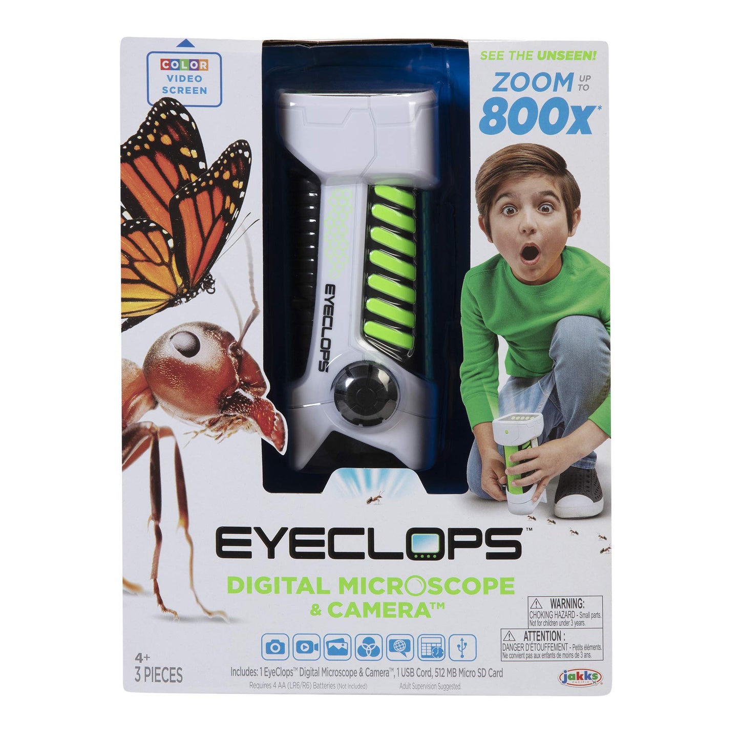 Eyeclops Digital Microscope & Camera With Built In Color Screen -800X Zoom- Wireless - Use Indoors & Outdoors- Take Pictures & V
