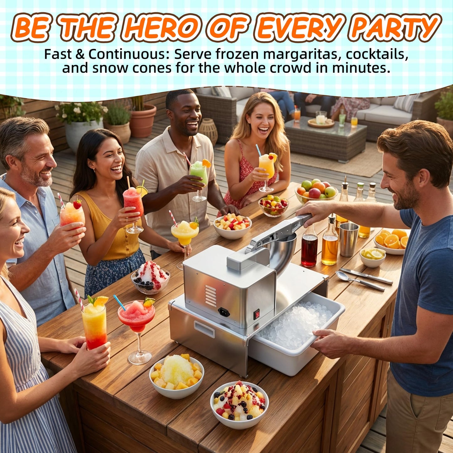 VNN Commercial Shaved Ice Machine - Electric Snow Cone Machine, Suitable for Party Activities, Family Gatherings, Events