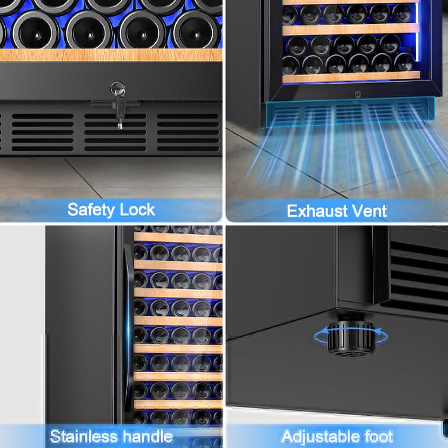Velivi 24" Wine Cooler Refrigerator Black, 24 Inch Wide Large Capacity Freestanding/Built in Wine Fridge for 154 Bottles with Safety Lock, Professional Wine Cellar with Glass Door