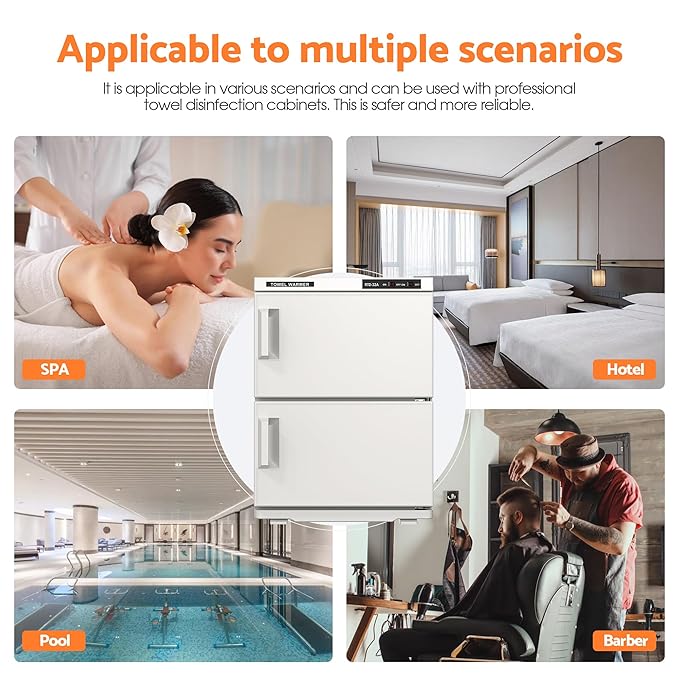 Double Hot Towel Warmer for SPA Professional Towel Heater Machine for Bathroom Salon Barber Estheticians 32L,White