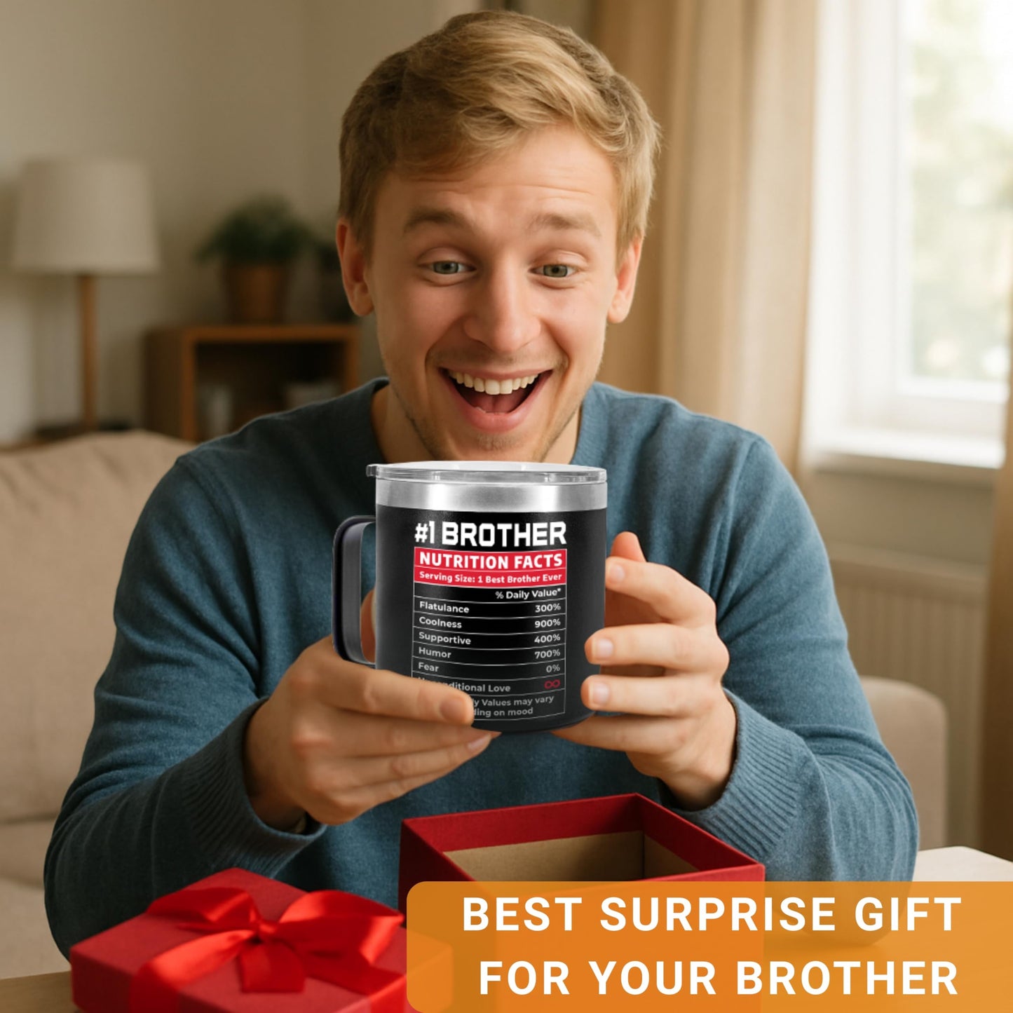 CHUSUKASU Gifts for Brother from Sister, Birthday Gift for Adult Older Bro, You Are A Really Great Brother Mug Tumbler 14Oz - Insulated Coffee Cup with Lid and Gift Box