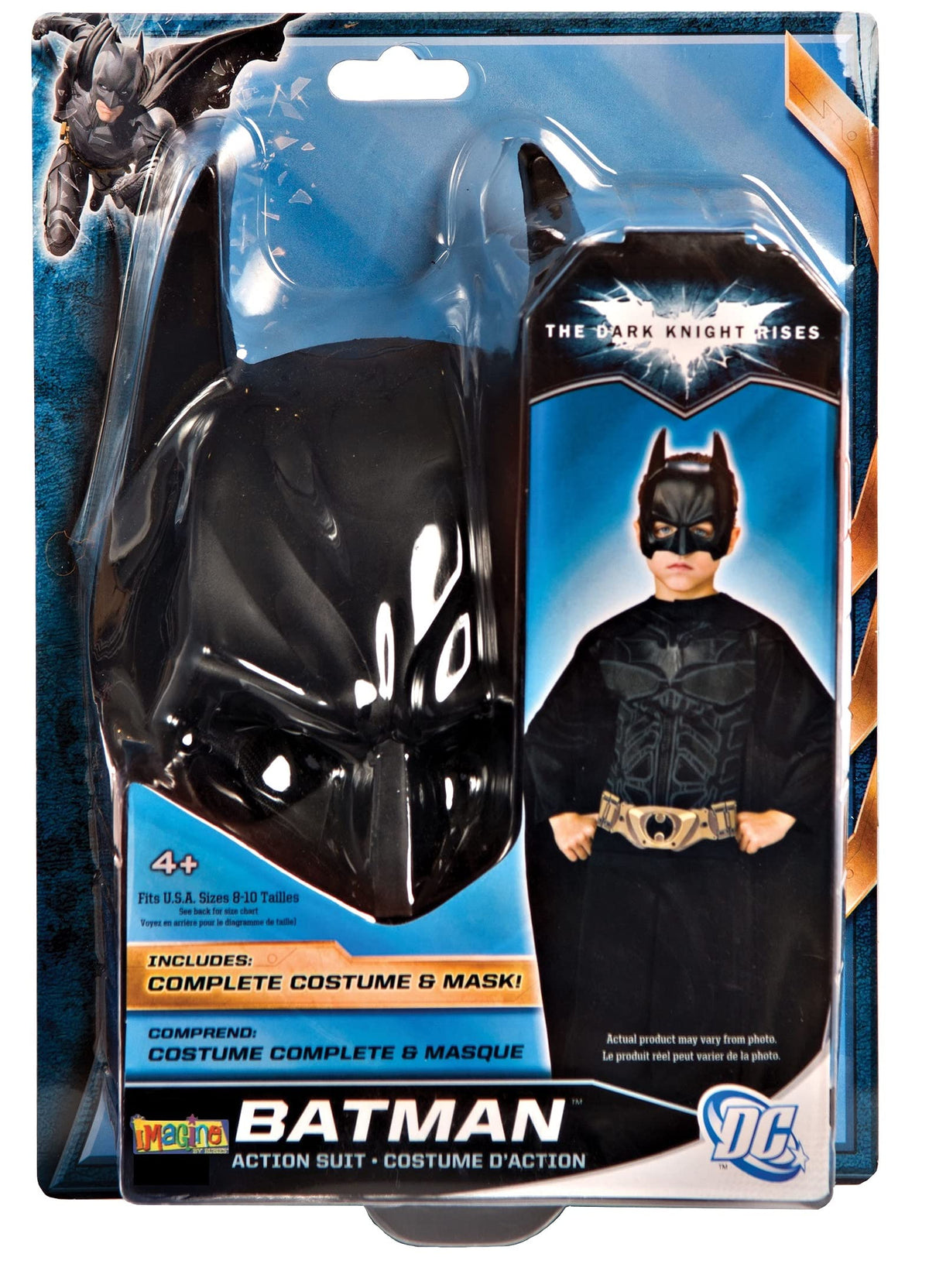 Imagine by Rubies The Dark Knight Rises: Batman Children's Action Suit with Cape and Mask Black, Medium, 4866