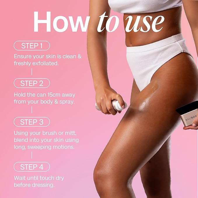 Bali Body Instant Tan Medium-Dark - Instant Tan & Sunless Tanning Solution - Self Tanner for Dark & Airbrushed Glow, Vitamin E, Vegan & Cruelty-Free, Glow Body Self Tanners (97 ml/3.28 fl oz)