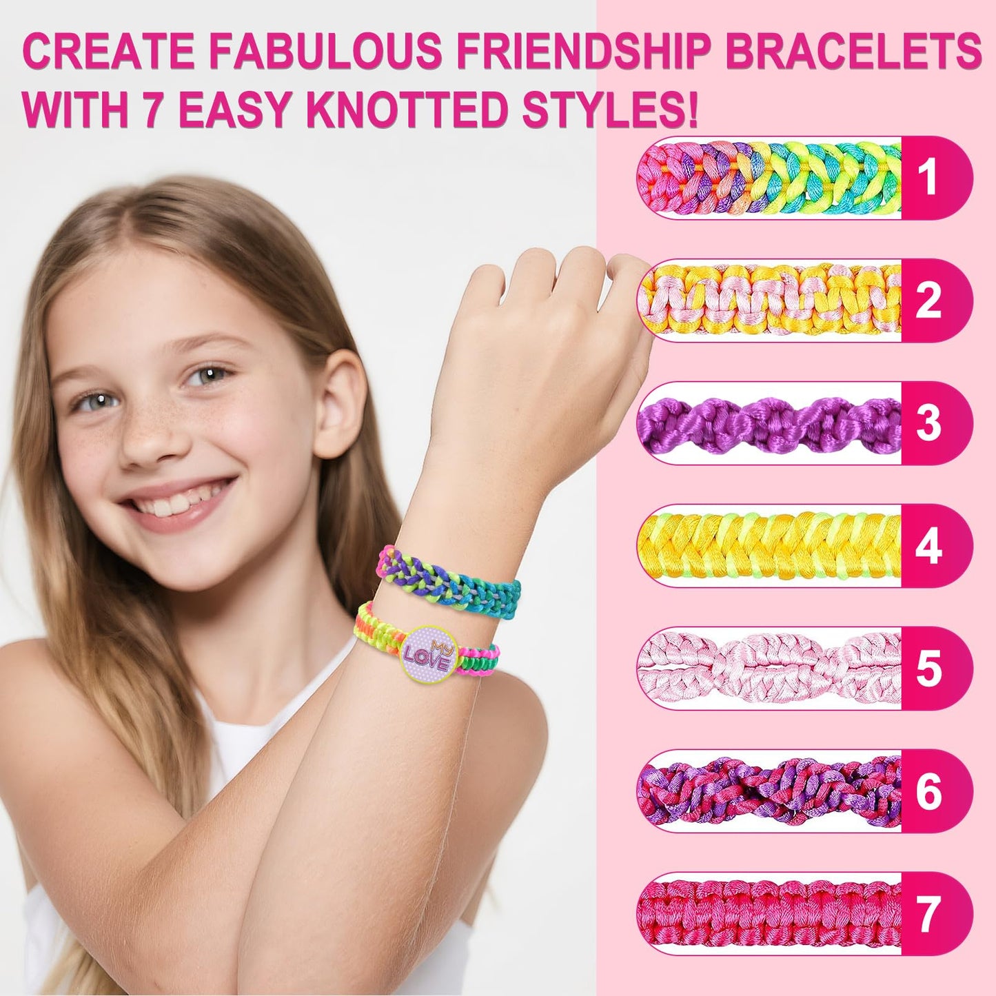 Gaitel Friendship Bracelet Kit for Girls - Arts and Crafts Toy and Birthday Gift for 6 7 8 9 10 11 12 Year Old Kids, DIY Craft Set for Creative Activities and Handmade Fun