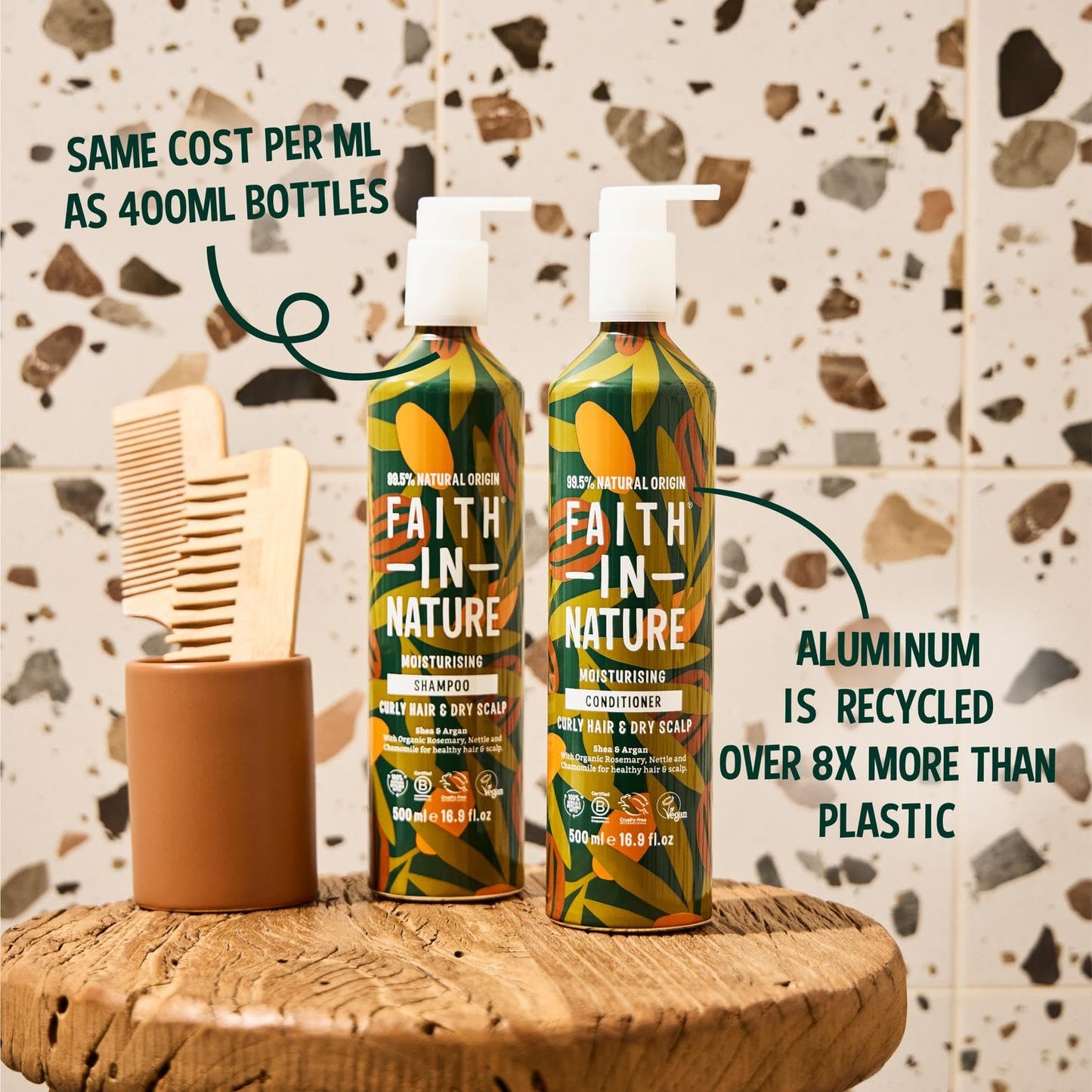 Faith In Nature Natural Aluminium Bottle Conditioner - Vegan & Cruelty Free, No SLS or Parabens - 16.9 fl oz, Shea & Argan