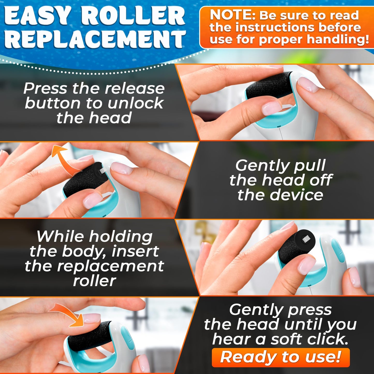 Rechargeable Electric Foot Callus Remover Tool - High-Speed 2800 RPM Electric Foot Sander Callus Remover with Replaceable Roller