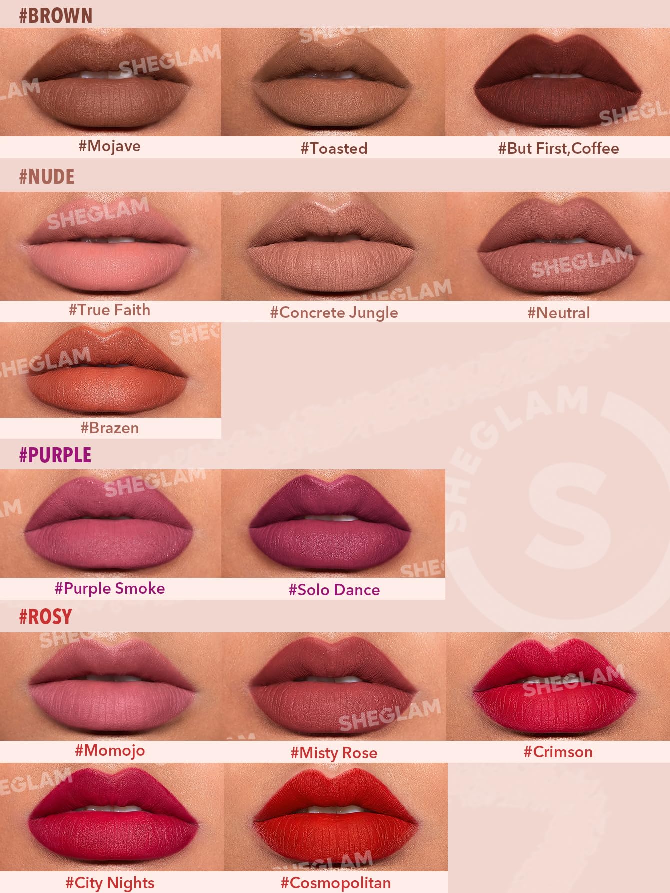 SHEGLAM Lip Liner Creamy Matte Pencil High Pigment Not Easy to Fade Silky Smooth Matte Contour Tint Lip Makeup-City Nights