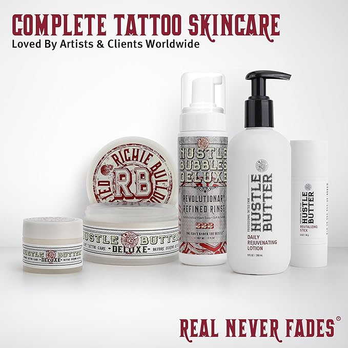Hustle Butter Tattoo Aftercare - Portable Balm Stick - On The Go Tattoo Aftercare - Naturally Derived Vegan Cruelty Free - Mess Free - 1.6 oz