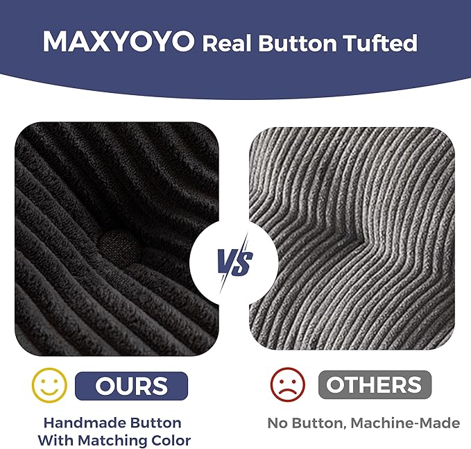 MAXYOYO 129.5" Modular Sectional Sofa Couch, U Shaped Modern Cloud Couch with 2 Ottomans, Sofa in A Box, Tufted 6-Seat Boneless Sleeper Chair for Living Room, No Assembly Required, Black