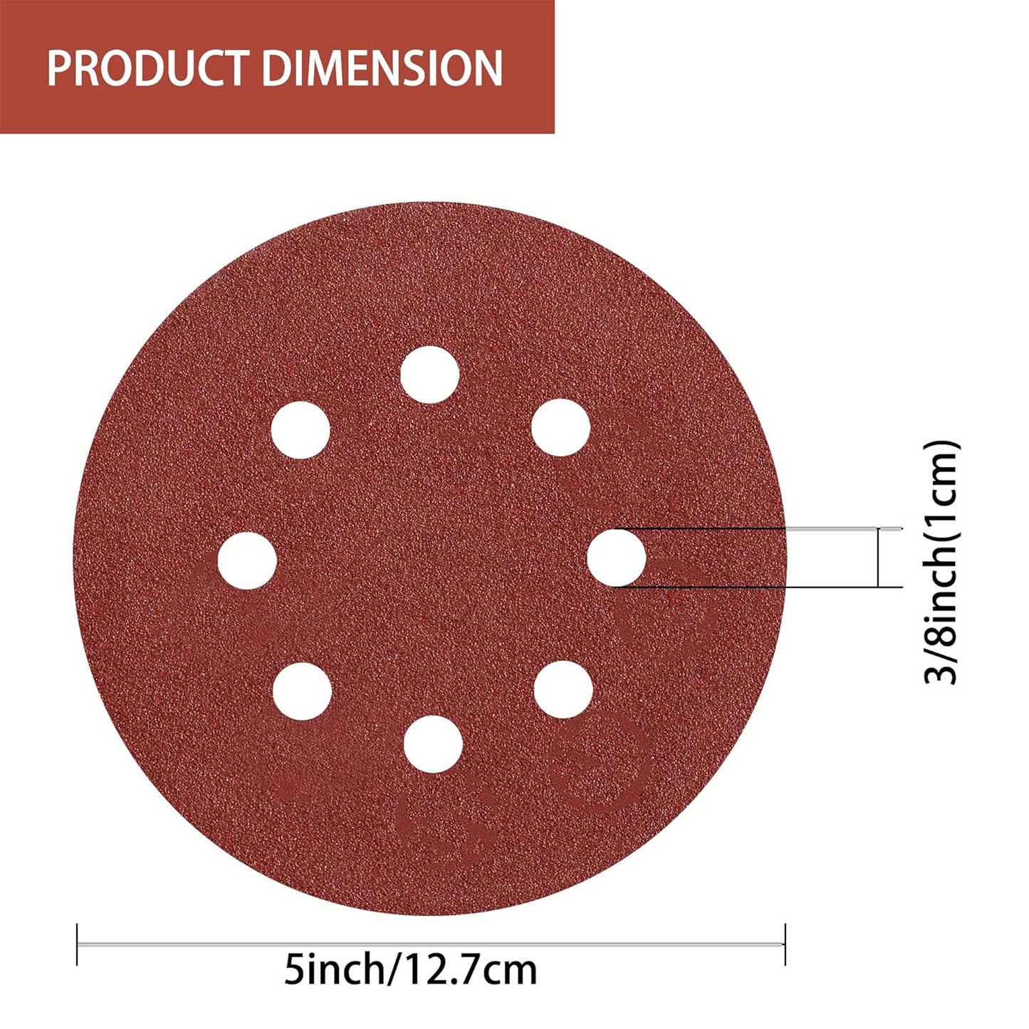 150pcs 100 Grit Sanding Discs, 5-Inch 8-Hole Sandpaper, for Woodworking or Automotive