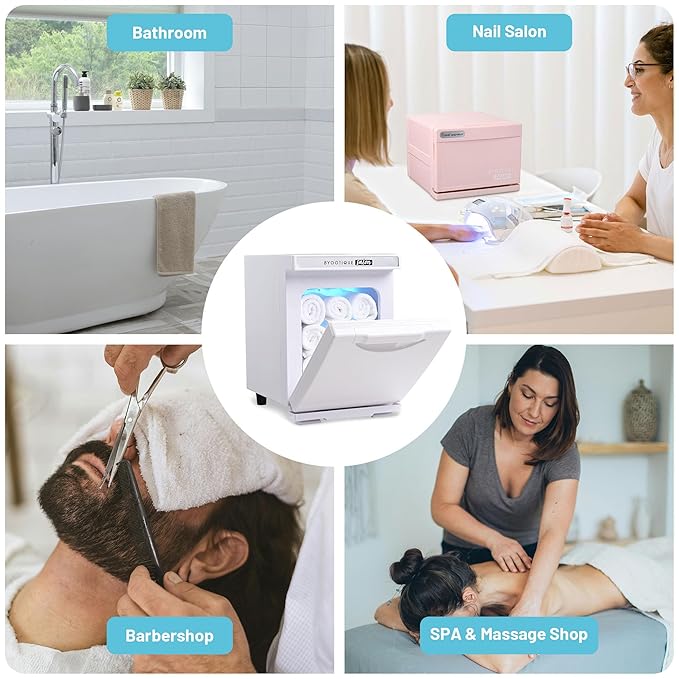 BYOOTIQUE 5L Mini Hot Towel Warmer Cabinet Spa,Professional Fast Heating Portable Machine Barber Towel Warmer for Nail Salon, Facial, Massage, Estheticians, Beauty Studio (White)