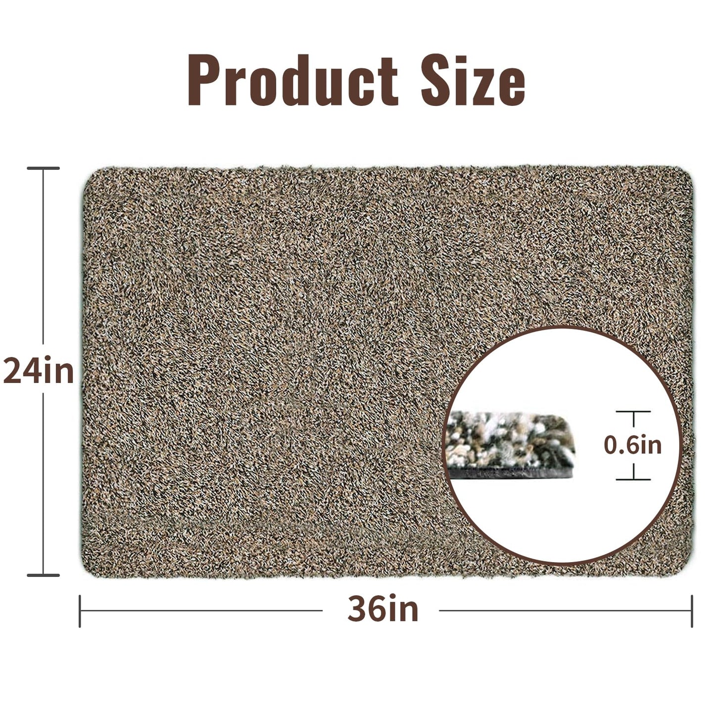 Beau Jardin 36"x24" Doormat Super Absorbent Mud Entryway Non-Slip for Dogs Paws Dirt Trapper Mats Entrance Welcome Doormat Shoes Scraper Low Profile Latex Backing Washable