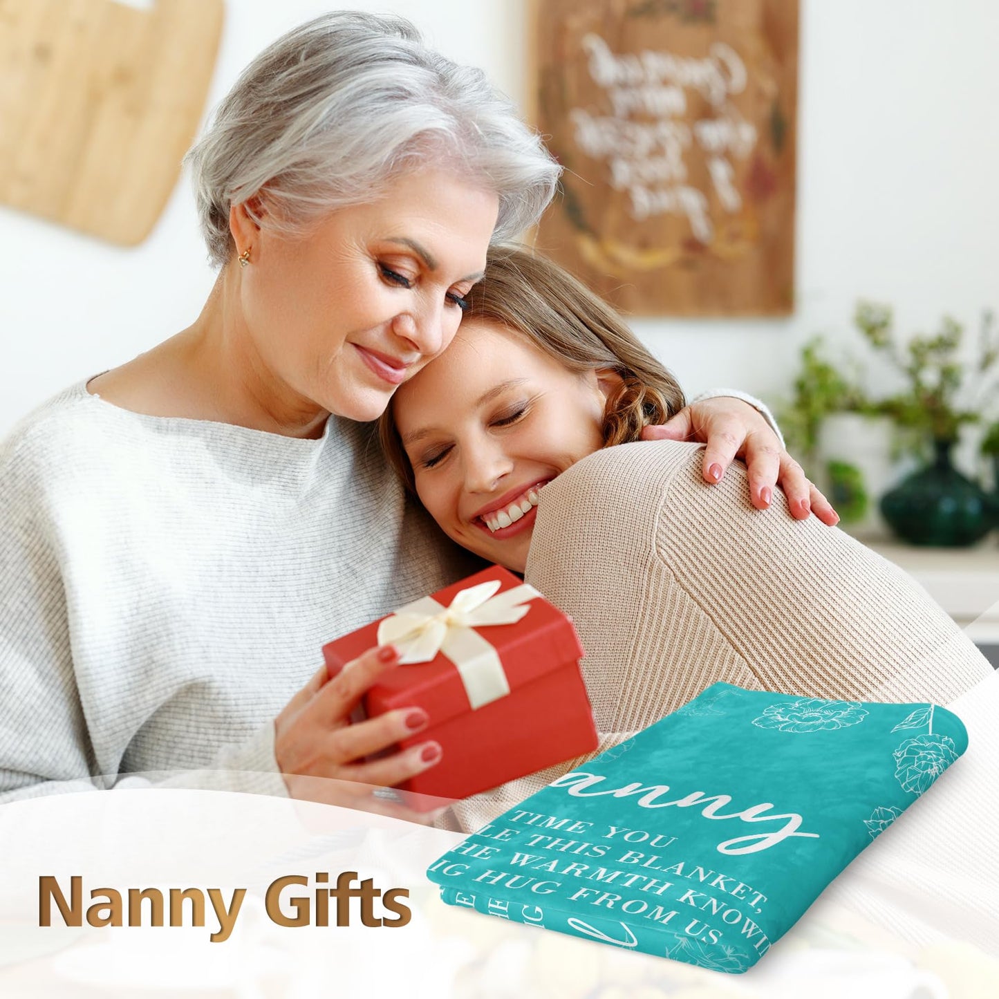 Nanny Gifts for Grandma, Gifts for Nanny Blanket, Nanny Birthday Gift from Grandkids, to My Nanny Nana Grandma Blanket 50" x 60", Teal