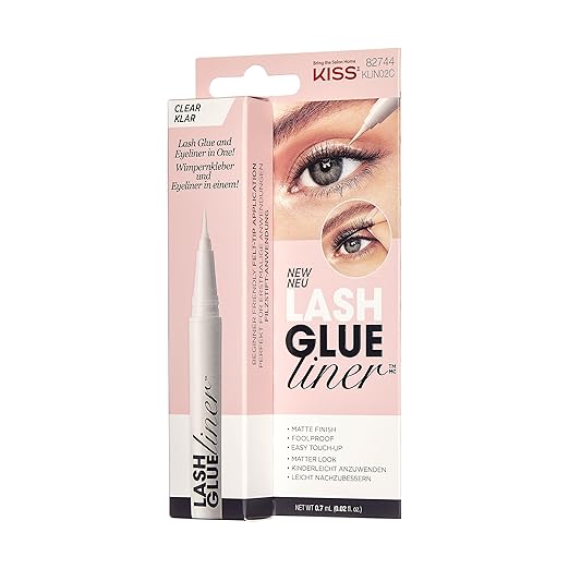 KISS Clear Lash GLUEliner, Felt-Tip Eyelash Adhesive, Clear Matte Finish, Foolproof Application, Easy Touch-Up, 0.02 Oz. (Pack of 2)