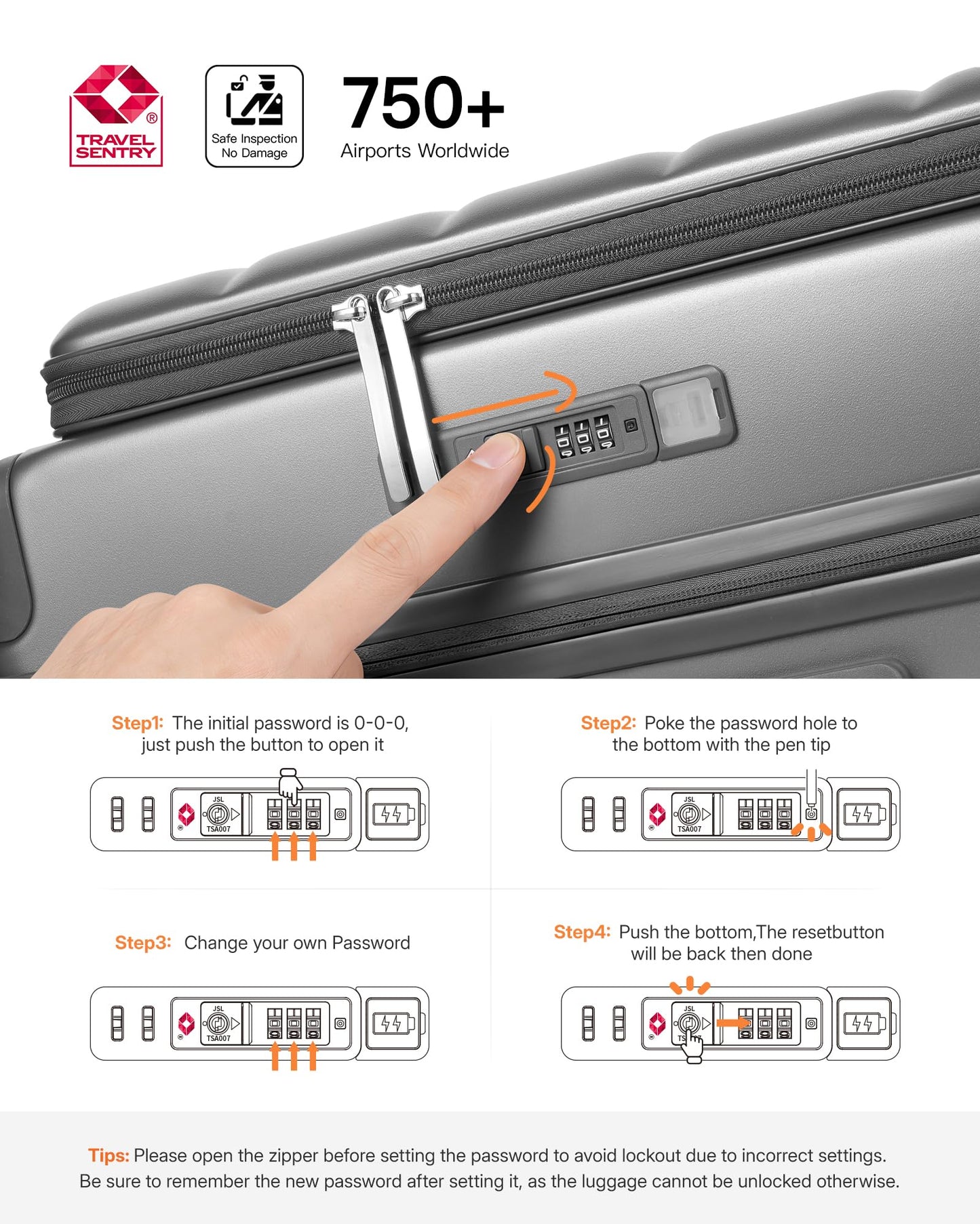 ISLAND ELEPHANT Expandable 20Inch Carry On Luggage Airline Approved - Top Opening Hardside Travel Suitcase Unbreakable -with Cup Holder,USB Charge,Side Pothook, 360°Spinner Wheels, TSA Lock-Grey
