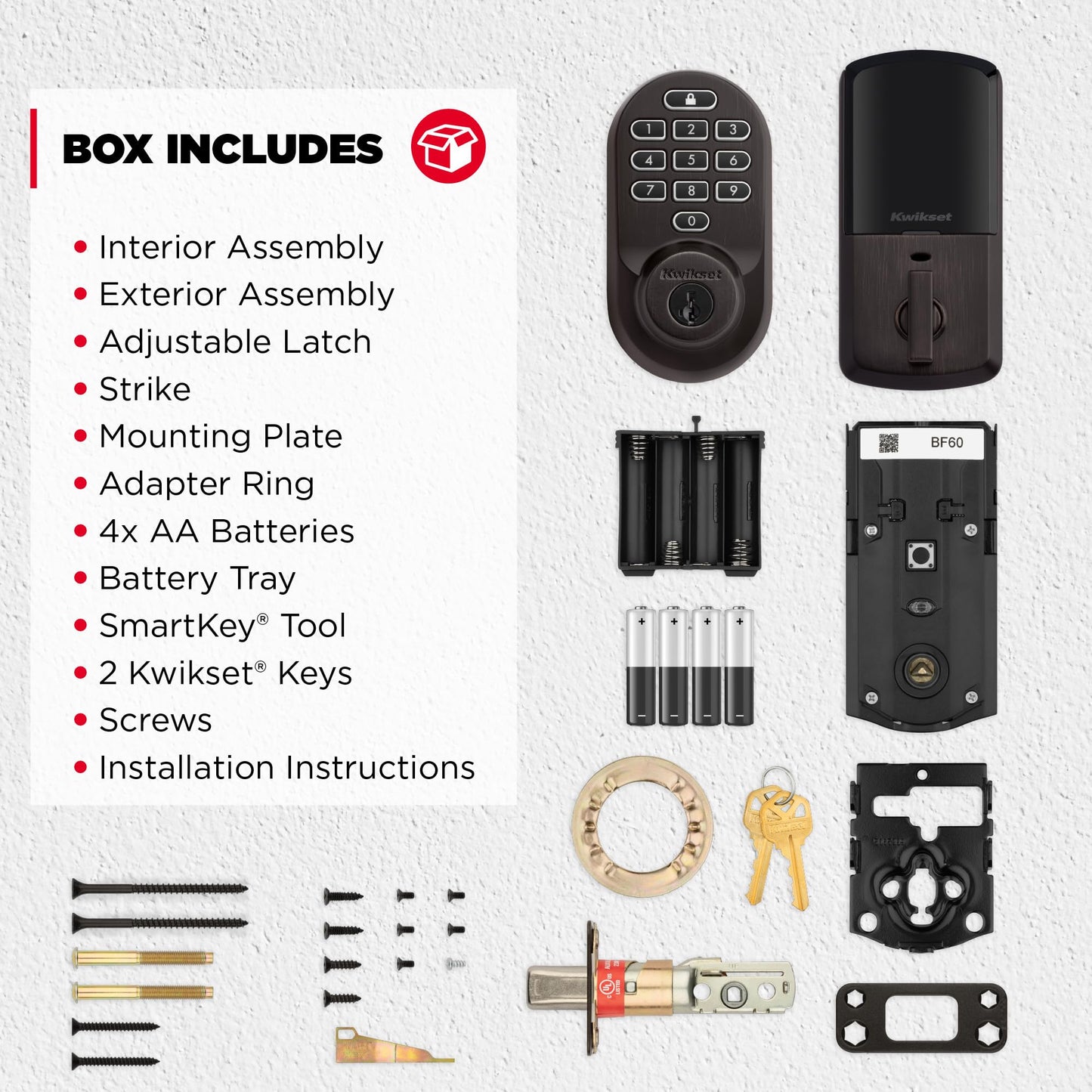 Kwikset Halo Wi-Fi Smart Lock, Keyless Entry Door Deadbolt, Geofence Auto-Unlock, Grade AAA Certified, No Hub Easy Install, Venetian Bronze Lifetime Finish Warranty, Backlit Keypad