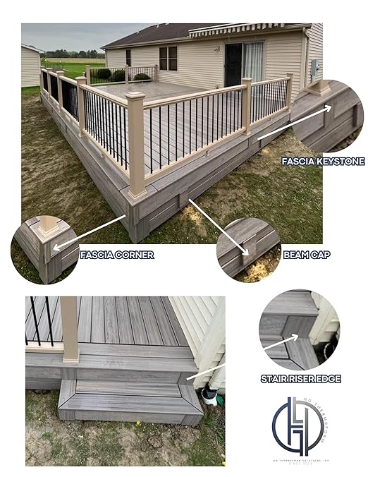 Cinnamon Cove,12-Inch Composite Deck Corner Fascia Trim - HG Thermaform, Made for Trex Decks, OEM Materials, Easy Installation, Sold Individually