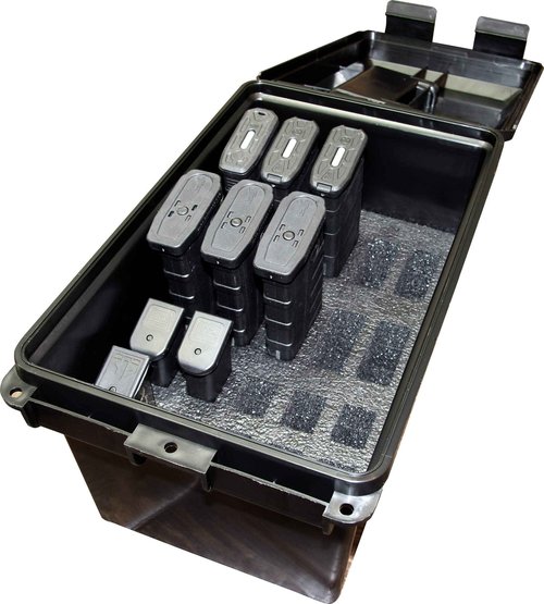 MTM Tactical Mag Can Multi Mag for 223/5.56 Magazines and 9mm to 45 ACP Magazine Storage TMCLE,Black & Walker's Razor Slim Electronic Muff, Black