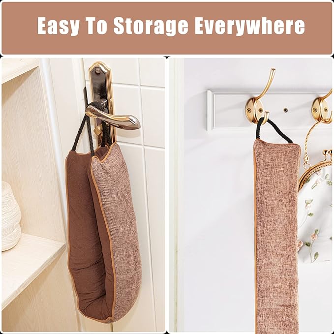 Marwood Under Door Draft Stopper 38 inch Wind Stopper for Door & Window, Weighted French Air Draft Stopper Front Door Snake Noise Blocker for Bottom of Door with Hanging Loops - Brown