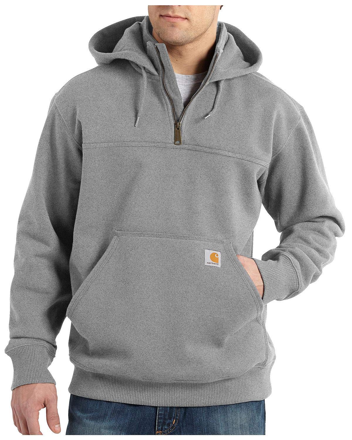 Carhartt mens Rain Defender Paxton Heavyweight Hooded Sweatshirt work utility shirts, Heather Gray, Large US
