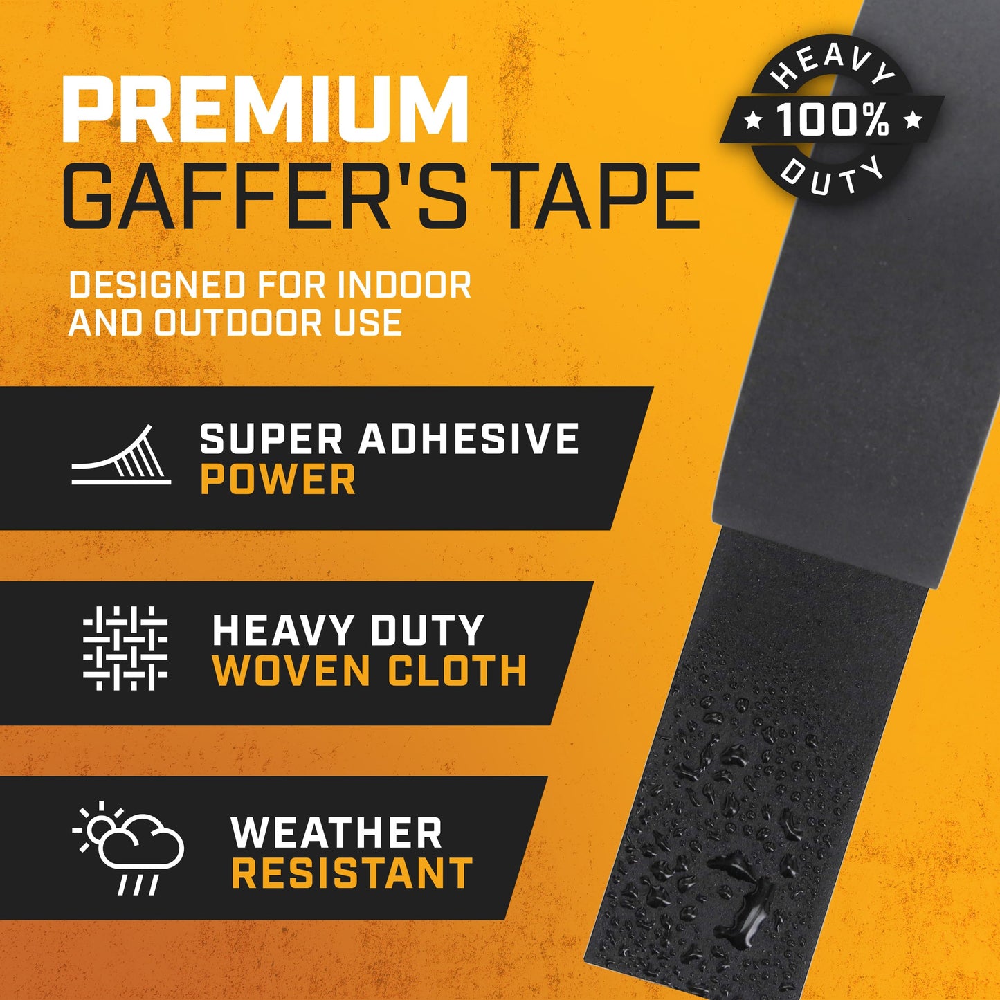 Lockport Black Gaffers Tape 2 inch x 30 Yards - 3 Pack Pro Black Gaff Tape - No Residue, Water Resistant, Non-Reflective, Easy Tear - Photography, Filming, Stage, Production - Back to School Supplies