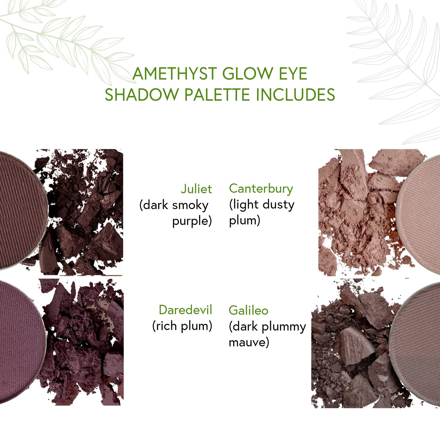 Honeybee Gardens Amethyst Glow Eye Shadow Palette, Clean and Bold, 4 Highly Pigmented Colors With Long Lasting Luxe Finish, Vega