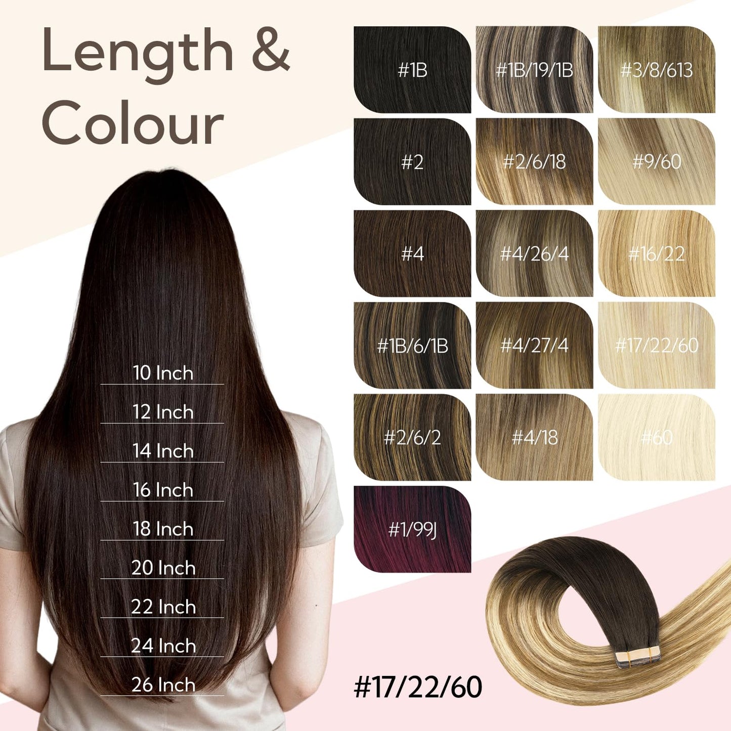Tape in Hair Extensions, Dark Brown to Light Brown and Ash Blonde Balayage Color Real Human Hair Extensions, Straight Remy Tape