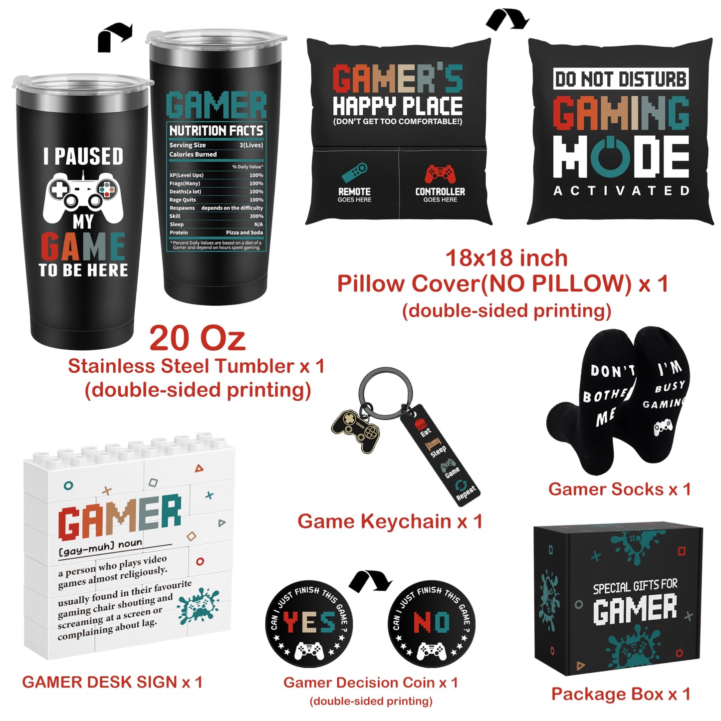 Gamer Gifts for Men Boyfriend Dad Brother, Gaming Accessories for Room, Gaming Stuff, Christmas Gifts for Friend- Gamer Gift Set Box