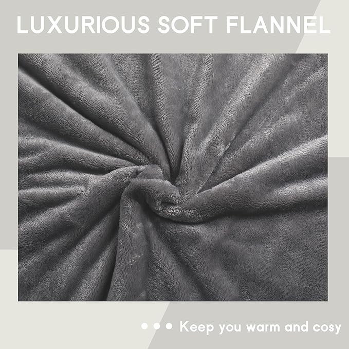 Heated Blanket Electric Throw Size 50''x60'' with 9 Heating Levels, 3 Hour Auto Shut Off, Machine Washable, Flannel & Sherpa Double-Sided Soft Warming Blanket for Couch, Bed, Office - Light Grey