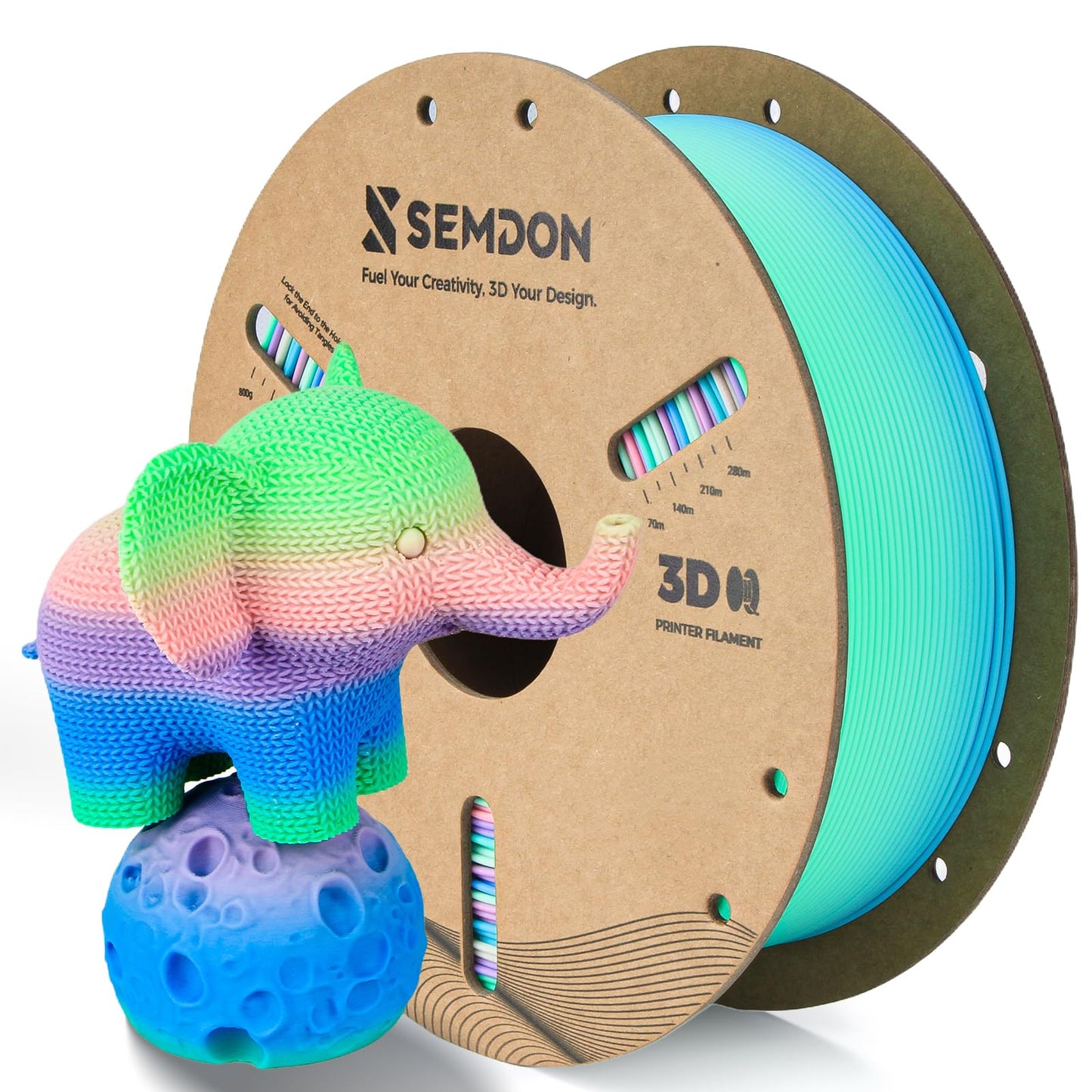3D Printer Filament 1.75mm Matte PLA Rainbow Gradient PLA Filament | Anti-Clog & Fast Dry Tech | Easy Printing