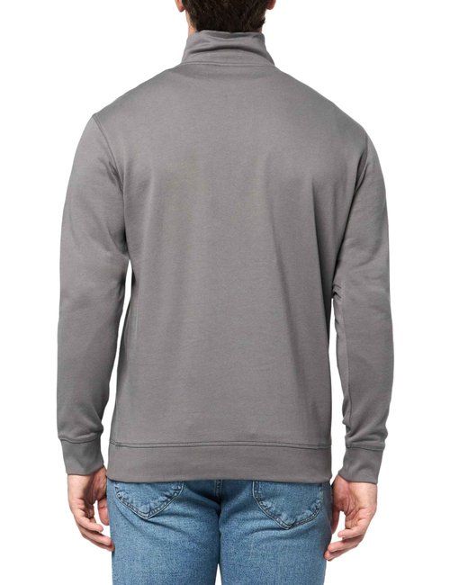 BOSS Patch Logo French Terry Quarter Zip Up Sweatshirt,mushroom grey,S