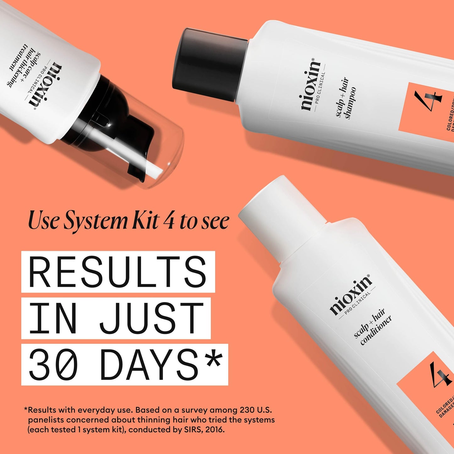 Nioxin System 4 Scalp + Hair Thickening Treatment- Serum for Damaged Hair with Progressed Thinning, 6.8 oz (Packaging May Vary)
