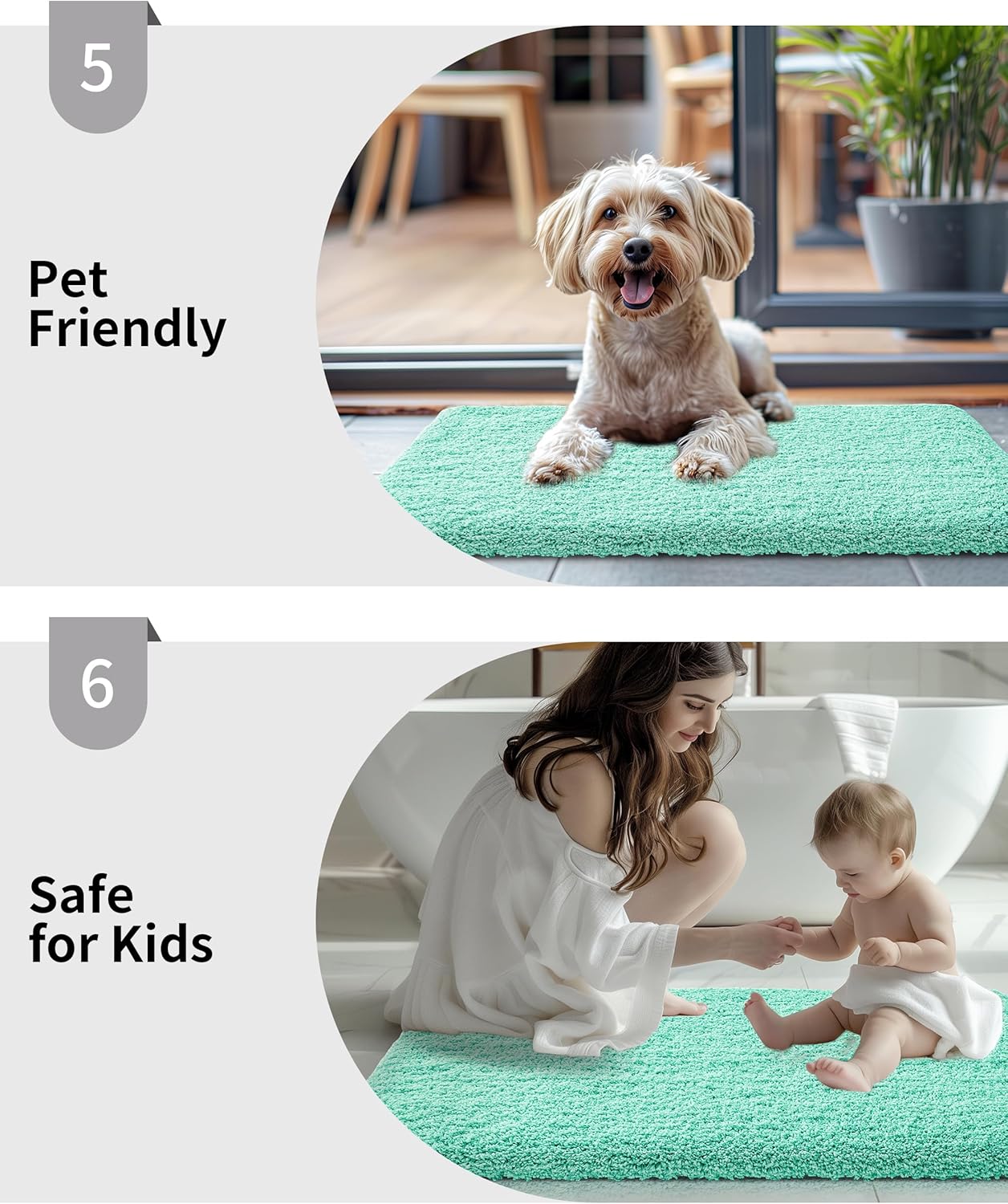 Small Bathroom Rug 17x24 Non Slip Fluffy Bath Mat for Bathroom Floor Washable Plush Luxury Bath Rug for Tub Soft Absorbent Shower Mat, Spa Blue