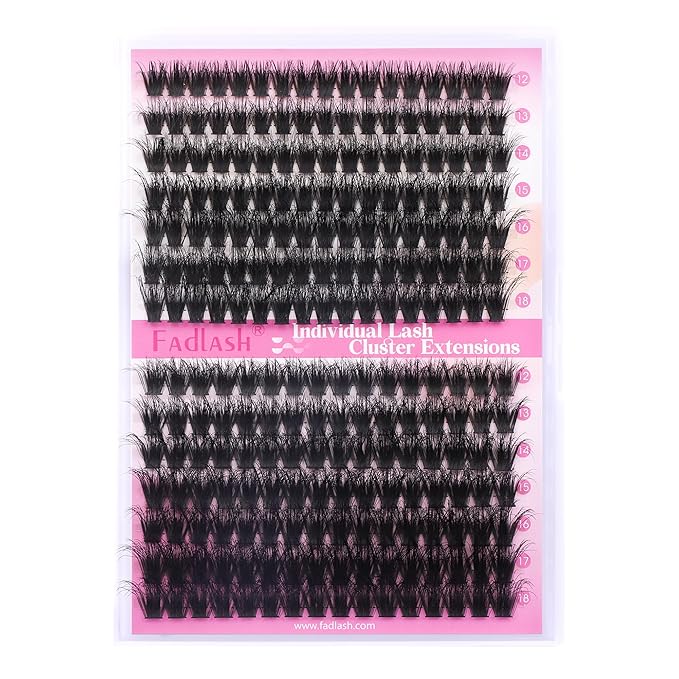 FADLASH Lash Clusters 80D+100D Fluffy Eyelash Clusters 12-18mm Individual Lashes Cluster Eyelash Extensions 3D Effect Wispy 280pcs Thick Lash Extension Clusters (80D+100D-0.07-D, 12-18mm)