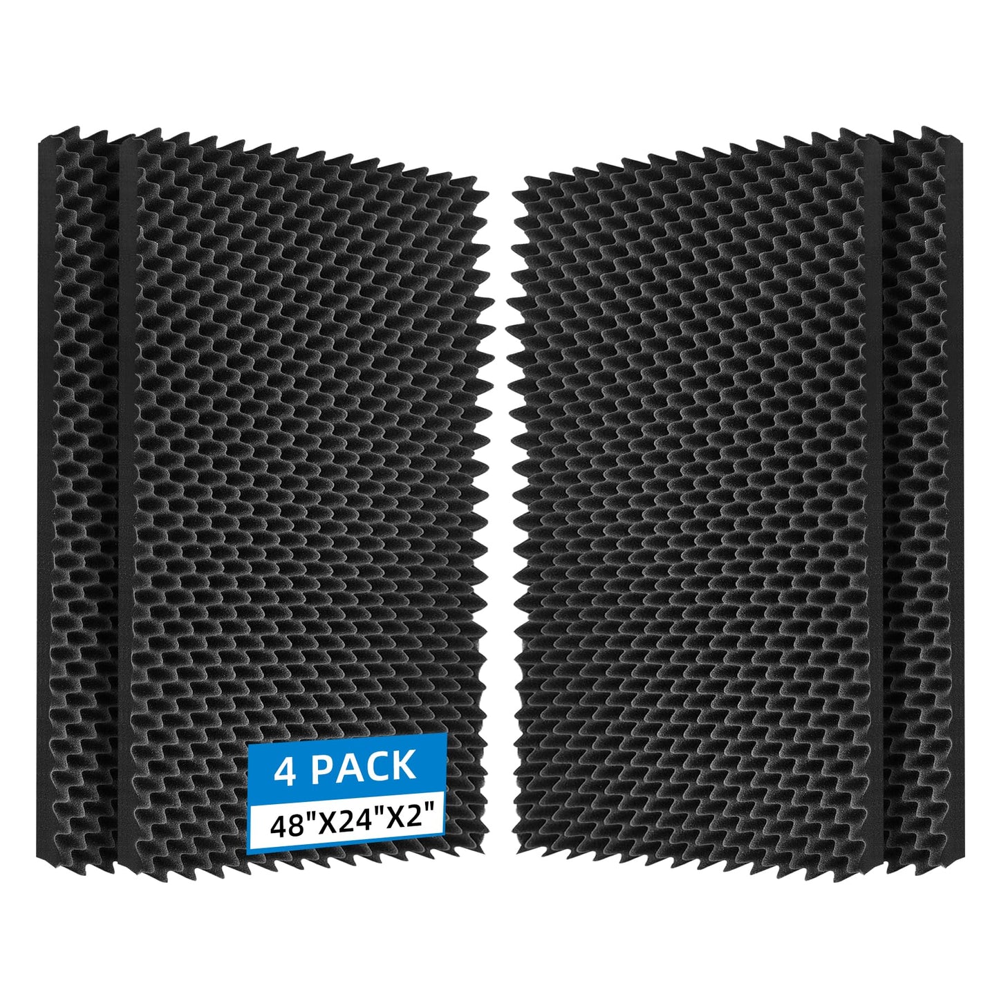 Geynnple 4 Pack Sound Proof Foam Panels |48 24 2 Quick-Recovery Soundproof Wall Panels | High Density Sound Dampening Panels f