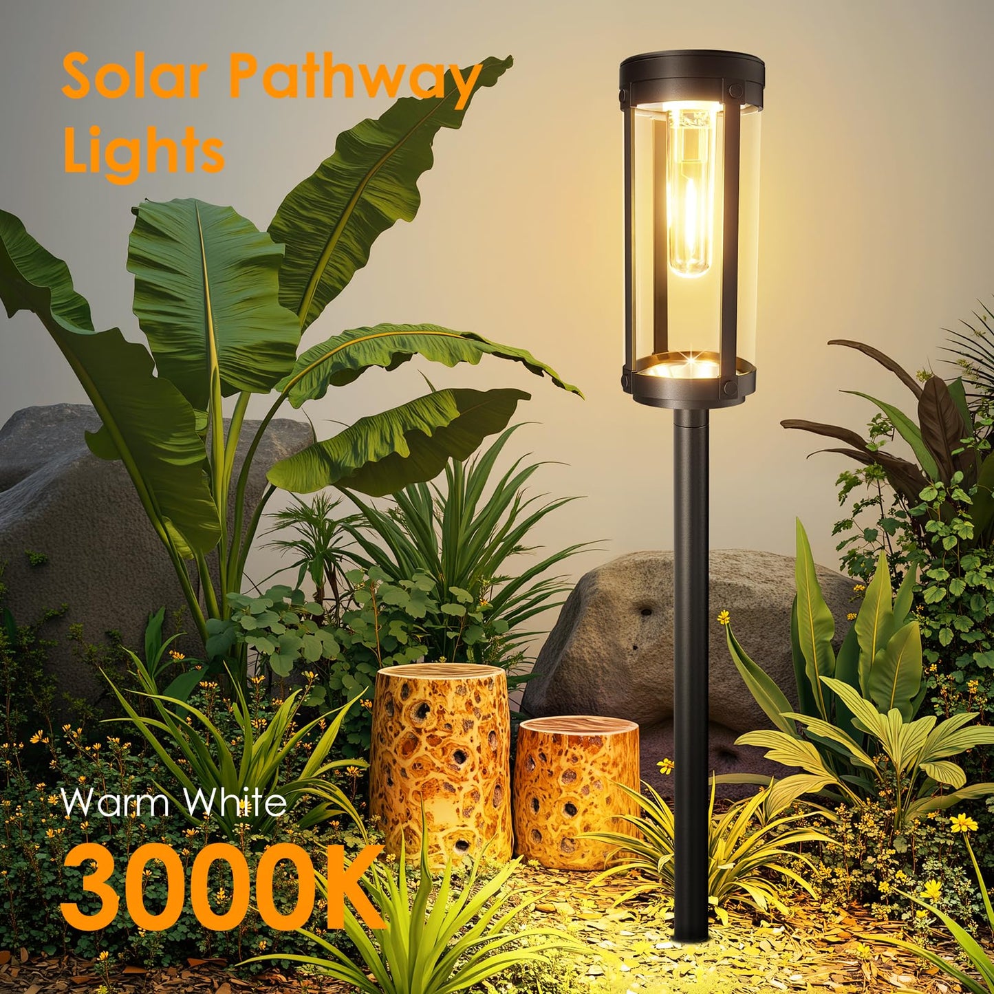 Bright Solar Pathway Lights Outdoor 6 Pack, Solar Powered Garden Light Waterproof, Auto On/Off Yard Decorations Outdoor Lights for Patio Lawn Walkway Driveway Porch, Decorative Landscape Lighting