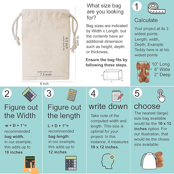 100Pcs 3 x 5 Inches Premium Cotton Muslin Double Drawstring Bags, Reusable Bag Natural Cotton Bags with Drawstring Produce Bags Bulk Gift Bag Jewelry Pouch for Party Wedding Home Storage