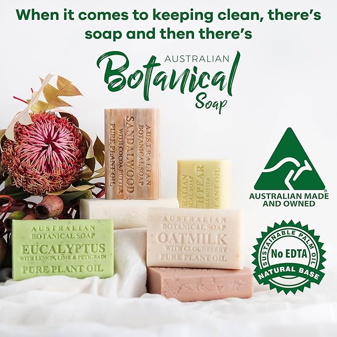 Australian Botanical Soap Variety Pack Includes 4 Valencia Orange and 4 Sea Salt Soap for Face, Hands and Body, Enriched with Shea Butter, Ocean Minerals and Vitamin C