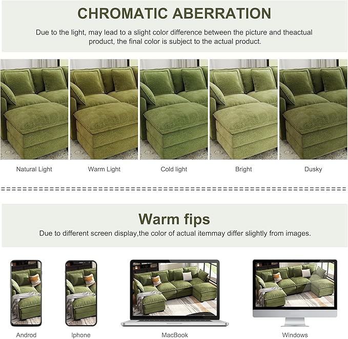 Cloud Couch Sectional, U Shaped Modular Sectional Sofa, 4-Seat Deep Seat Couch with 6 Removable Washable Pillows and 2 Ottoman for Living Room, Bedroom, Apartment