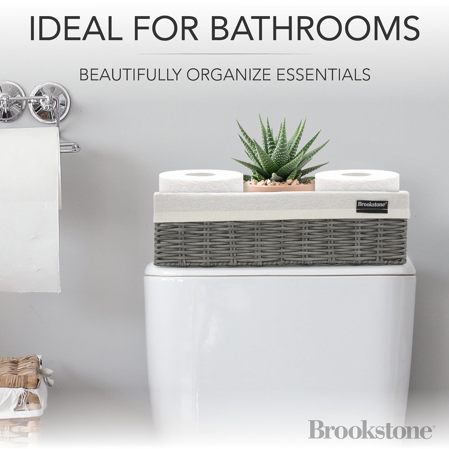 Brookstone Wicker Shelf Storage Basket Decorative Shelf Bin, bathroom organizers and storage, Boho Living Room Decor, Summer Storage 2025 - 2 Pack